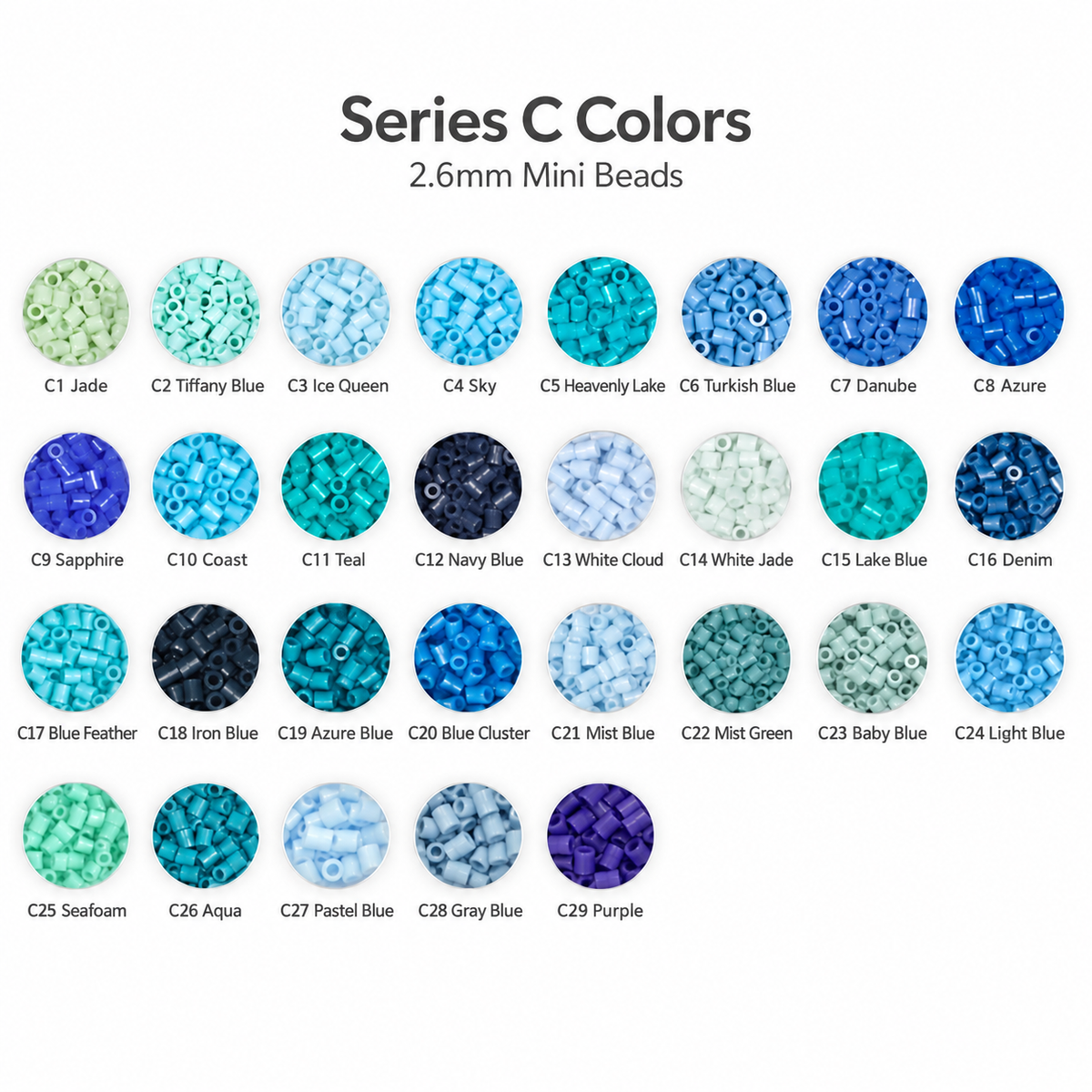 C Series 2.6mm Mini Fuse Beads Set, 29 Colors, 1,000 Beads per Color