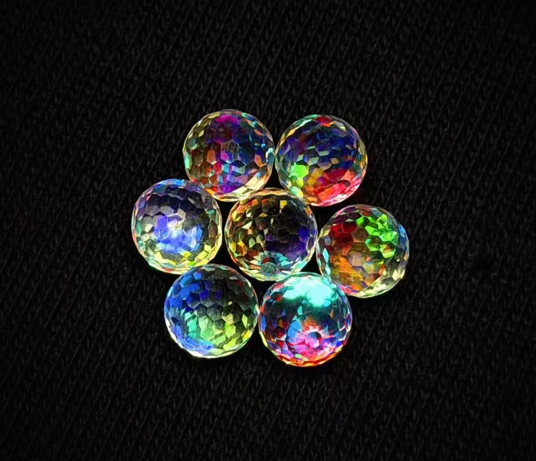 K9 Optical Glass Faceted Rainbow Prism Beads for EDC Spinner, High Refraction Cut Beads