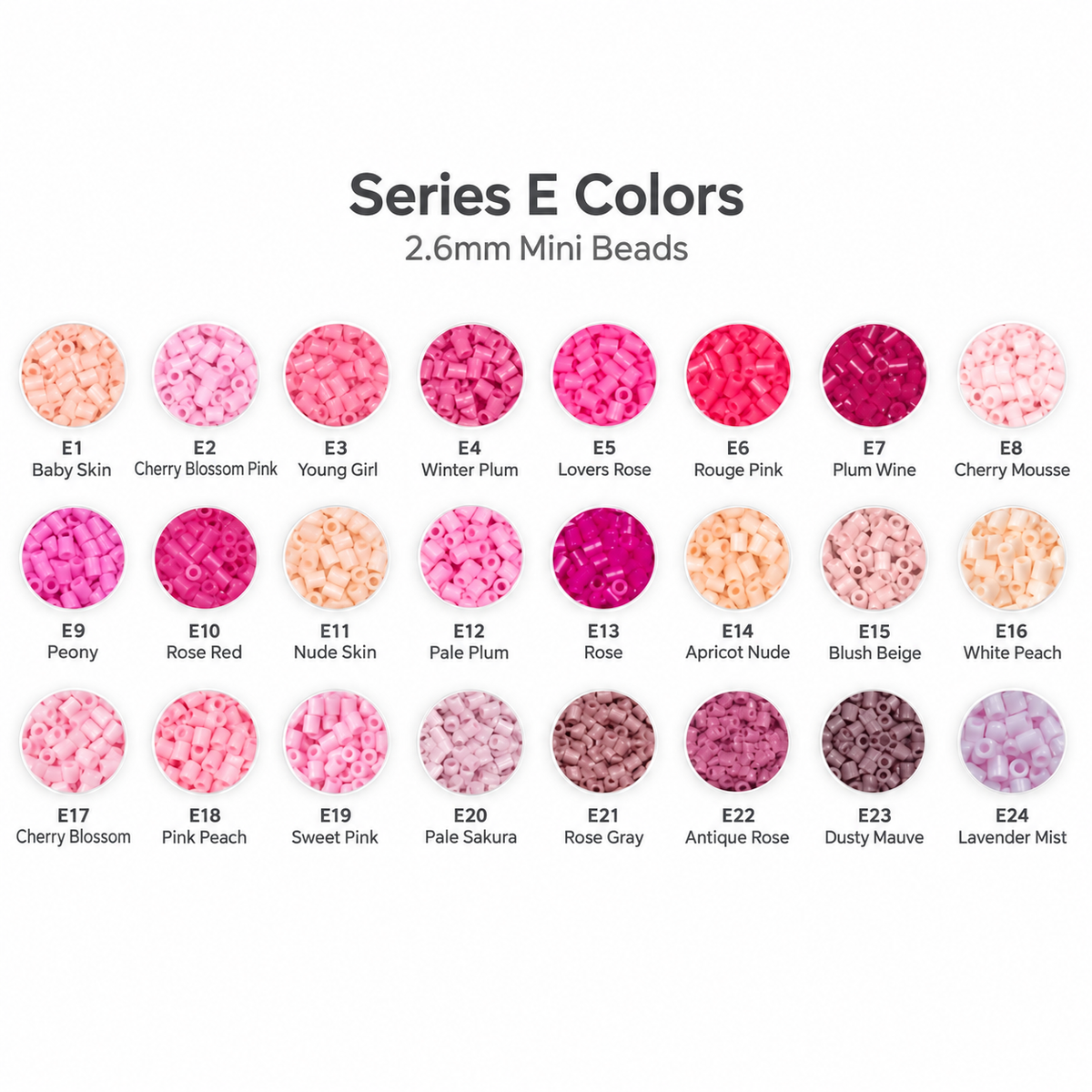 E Series 2.6mm Mini Fuse Beads Set, 24 Colors, 1,000 Beads per Color
