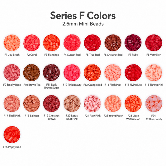 F Series 2.6mm Mini Fuse Beads Set, 25 Colors, 1,000 Beads per Color