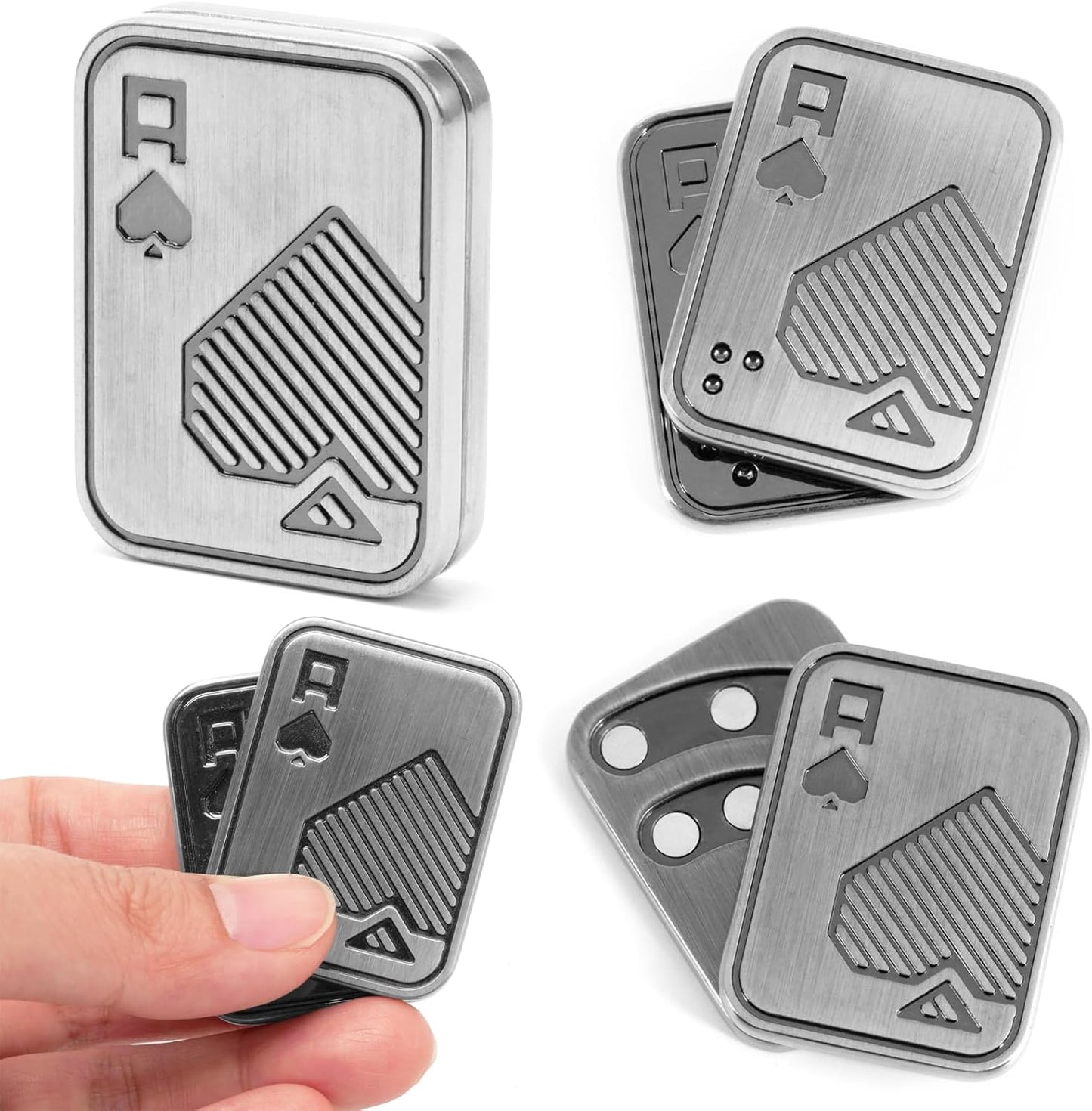 VANANA Metal Poker Finger Slider, Magnetic Push Card Adult Fidget Toys