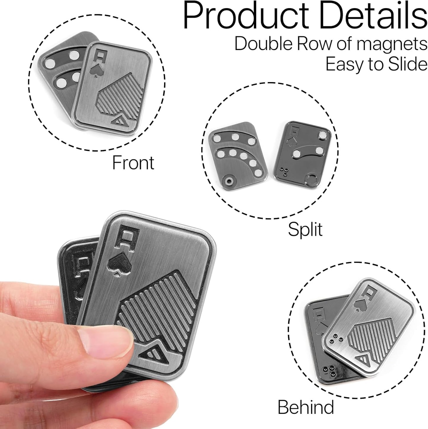 VANANA Metal Poker Finger Slider, Magnetic Push Card Adult Fidget Toys