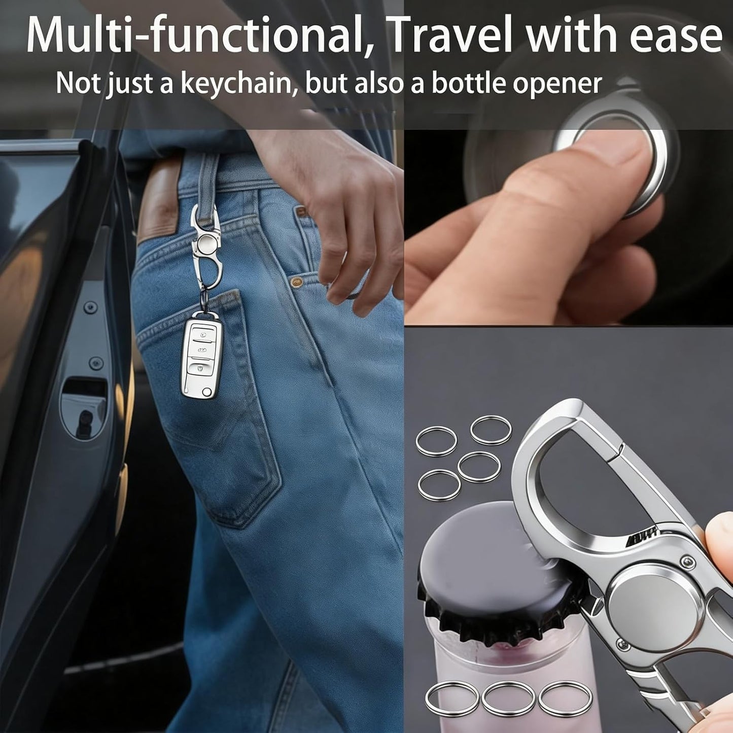 Silvery Fidget Toy, Fidget Ring, Heavy Duty Key Rings, Smooth and Quiet Operation