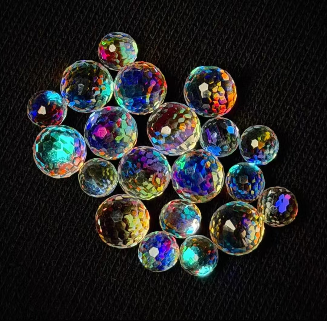 K9 Optical Glass Faceted Rainbow Prism Beads for EDC Spinner, High Refraction Cut Beads