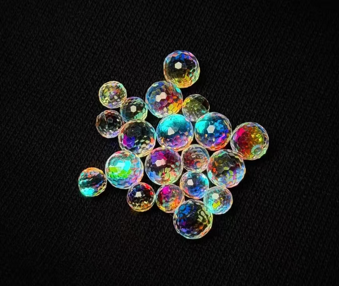 K9 Optical Glass Faceted Rainbow Prism Beads for EDC Spinner, High Refraction Cut Beads