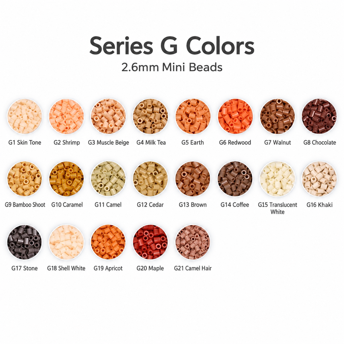 G Series 2.6mm Mini Fuse Beads Set, 21 Colors, 1,000 Beads per Color
