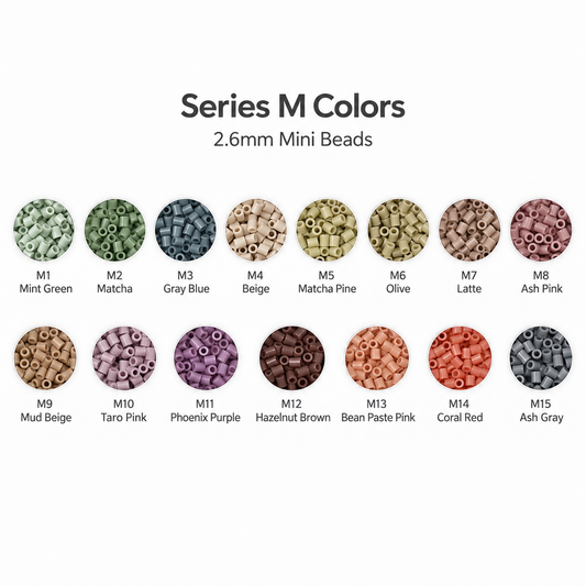 M Series 2.6mm Mini Fuse Beads Set, 15 Colors, 1,000 Beads per Color