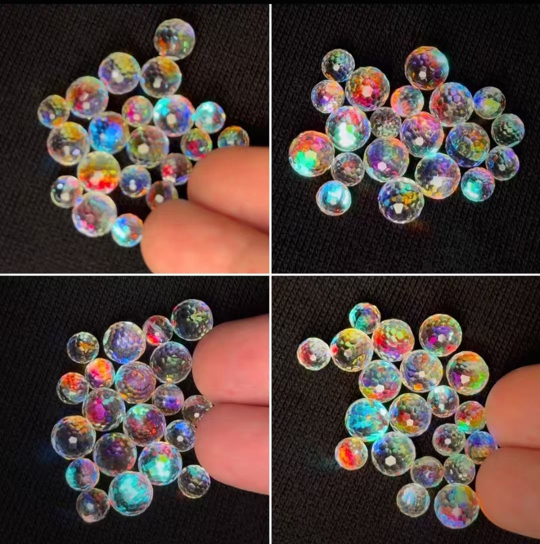 K9 Optical Glass Faceted Rainbow Prism Beads for EDC Spinner, High Refraction Cut Beads