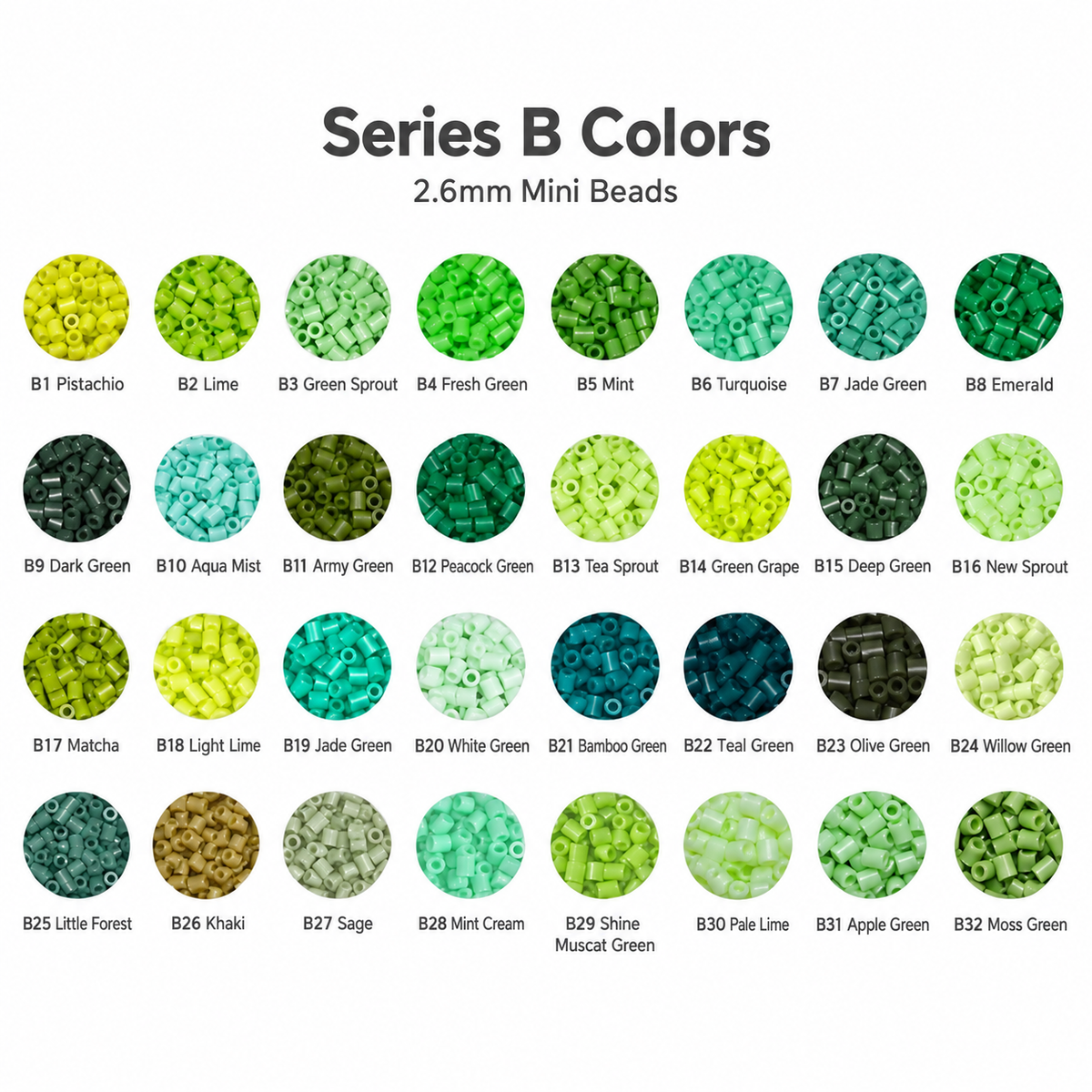 B Series 2.6mm Mini Fuse Beads Set, 32 Colors, 1,000 Beads per Color