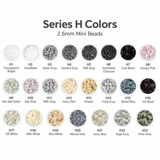 H Series 2.6mm Mini Fuse Beads Set, 23 Colors, 1,000 Beads per Color
